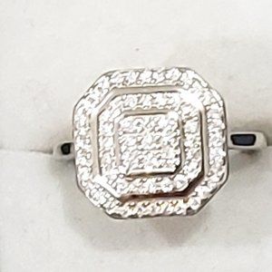 Moissanite cocktail ring in Rhodium over 925 Sterling Silver .60 ct sz 7